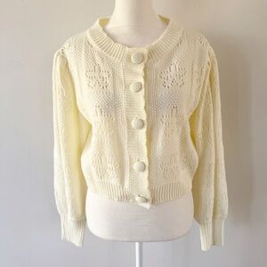 Storia Women Novelty Knit Short Cardigan Small Cottagecore Granny Coquette Twee